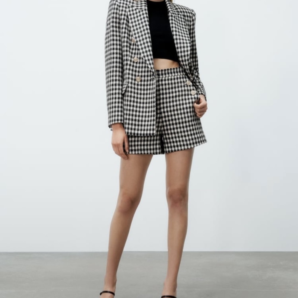 Zara houndstooth set (shorts and blazer)